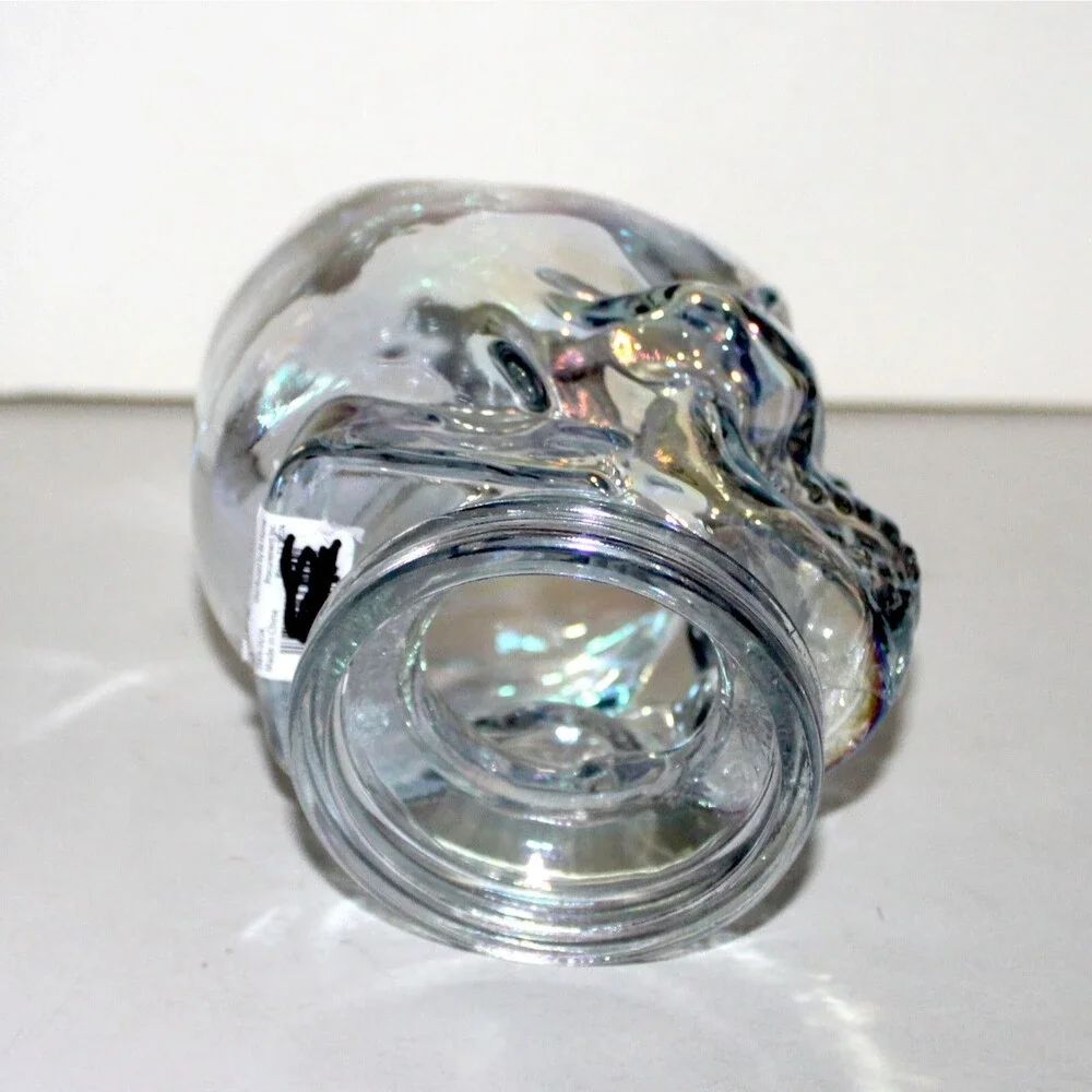 Glass Skull Iridescent clear 5.5” halloween house decor punk goth